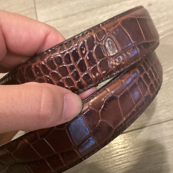 Polo Ralph Lauren Mens Alligator Leather Belt 34 In 85 CM Brown Classic Preppy - Picture 11 of 12